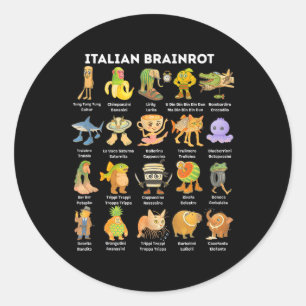 Pegatina Redonda Meme de Italian Brainrot para niños chicos hombres