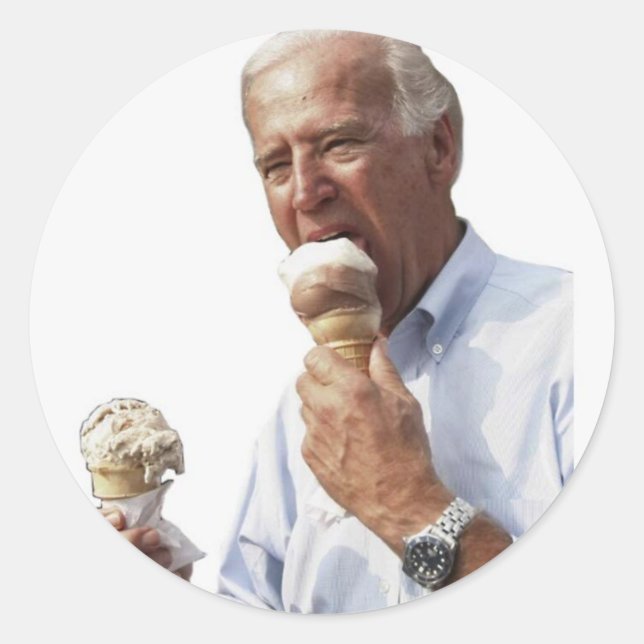 Pegatina Redonda Meme de Joe Biden Ice Cream (Anverso)