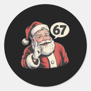 Pegatina Redonda Meme de Navidad 67 Santa Seis Siete