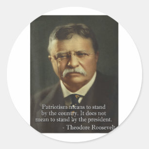 Pegatina Redonda Meme de Theodore Teddy Roosevelt _ Anti Trump Tee