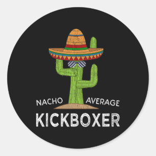 Pegatina Redonda Meme divertido de kickboxer divertido kickboxing g