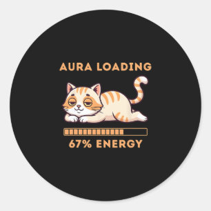 Pegatina Redonda Meme Divertido de la Generación Z 67 Aura de Gato 