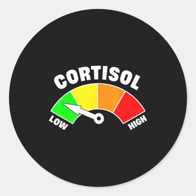 Pegatina Redonda Meme divertido de niveles bajos de cortisol (Anverso)
