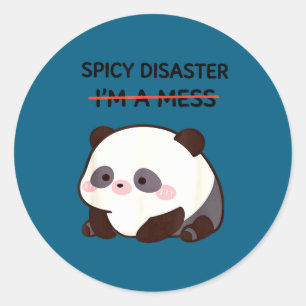 Pegatina Redonda Meme divertido de panda kawaii humor sarcástico mu