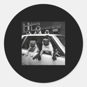 Pegatina Redonda Meme divertido de pug pug gánster estilo callejero