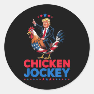 Pegatina Redonda Meme divertido de Trump sobre el jockey sobre poll
