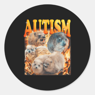 Pegatina Redonda Meme Divertido Woodchucks Marmotas Autista Autismo