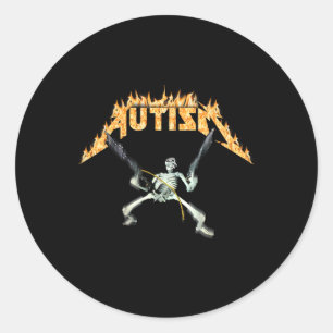 Pegatina Redonda Meme Esqueleto Autismo Divertido Hombres Mujeres N