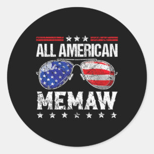 Pegatina Redonda Meme Estadounidense 4 De Julio Familia Coincidiend