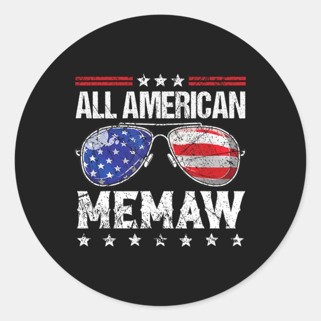 Pegatina Redonda Meme Estadounidense 4 De Julio Familia Coincidiend (Anverso)