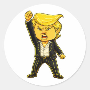 Pegatina Redonda Meme Feliz Trump Insignia Lucha Lucha Enojado Trum