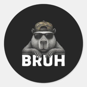 Pegatina Redonda Meme Gráfico Divertido Capybara Bruh Para Chicos C