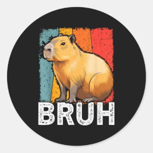 Pegatina Redonda Meme gráfico divertido capybara bruh para chicos c