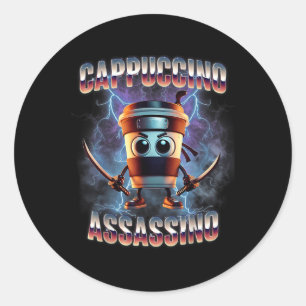 Pegatina Redonda Meme italiano Cappuccino Ino Brainrot