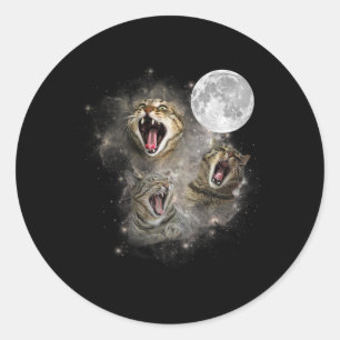 Pegatina Redonda Meme maldecido de tres gatos malvados de luna