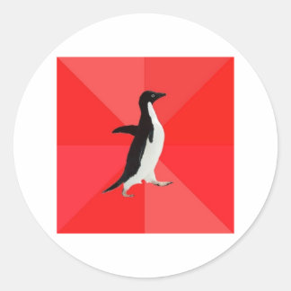 Pegatina Redonda Meme para animales con consejo pingüino sano