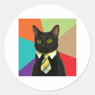 Pegatina Redonda Meme para animales de consejos para gatos empresar