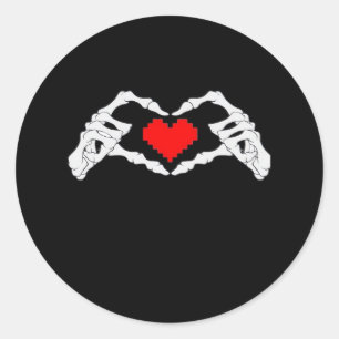 Pegatina Redonda Meme Skeleton Heart And Hands