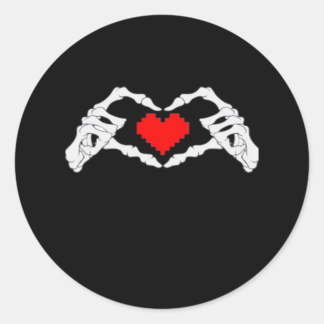 Pegatina Redonda Meme Skeleton Heart And Hands (Anverso)
