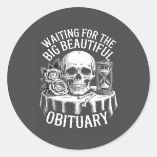 Pegatina Redonda Memento Mori Calavera Reloj de Arena Humor Oscuro