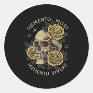 Pegatina Redonda Memento Mori Memento Vivere _ Filosofía & amp; Lat