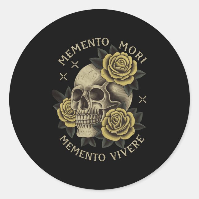 Pegatina Redonda Memento Mori Memento Vivere _ Filosofía & amp; Lat (Anverso)