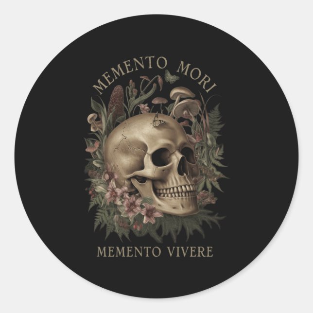 Pegatina Redonda Memento Mori Memento Vivere _ Filosofía & amp; Lat (Anverso)