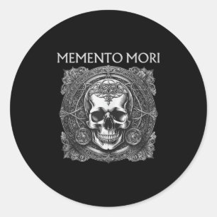 Pegatina Redonda Memento Mori Skull Stoic PhilosophMen Latin