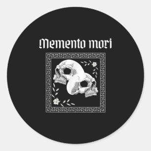 Pegatina Redonda Memento Mori Skull Stoic PhilosophMen Latin