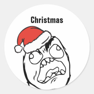 Pegatina Redonda Memes de Troll Le Me EDITABLES de navidad