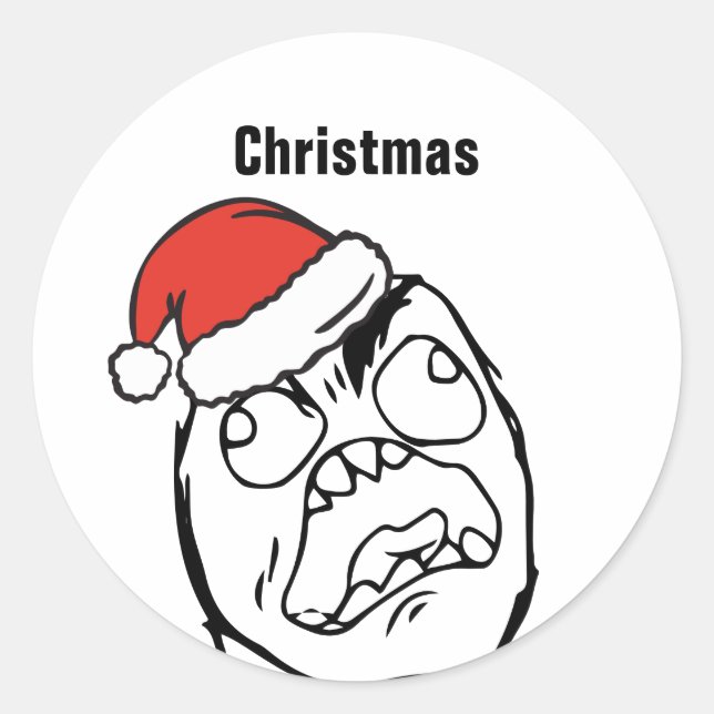Pegatina Redonda Memes de Troll Le Me EDITABLES de navidad (Anverso)