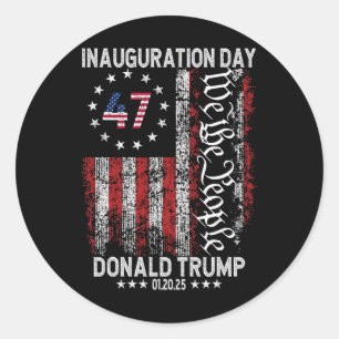 Pegatina Redonda Memorándum de la inauguración del presidente Donal