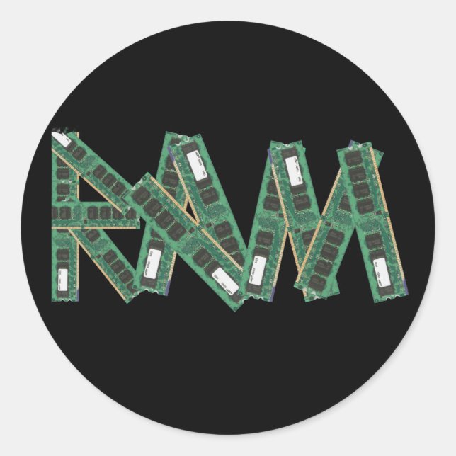 Pegatina Redonda Memoria de acceso aleatorio (Anverso)