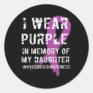 Pegatina Redonda Memoria de la hija usa conciencia de sobredosis mo