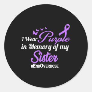 Pegatina Redonda Memoria de toma de conciencia sobre la sobredosis 