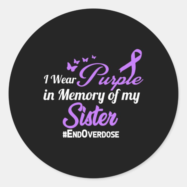 Pegatina Redonda Memoria de toma de conciencia sobre la sobredosis  (Anverso)