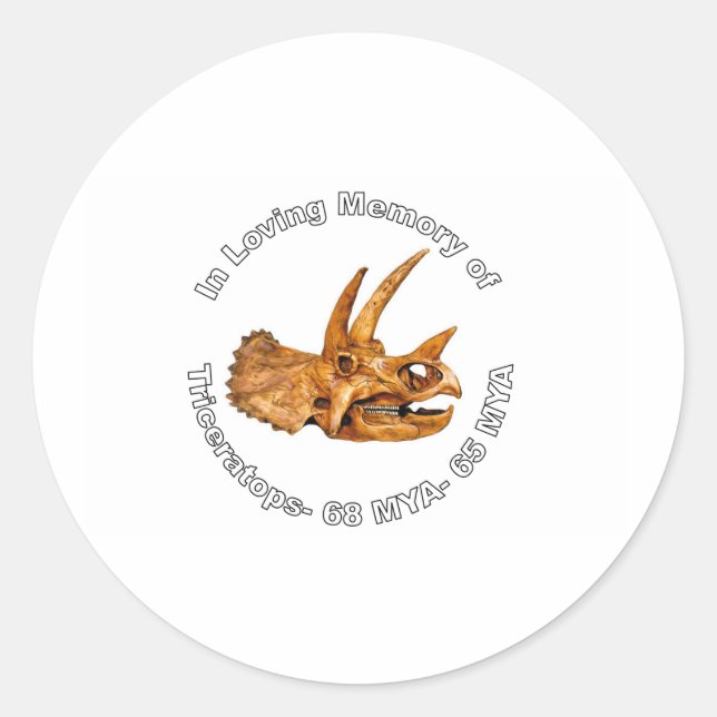 Pegatina Redonda Memoria de triceratops (Anverso)