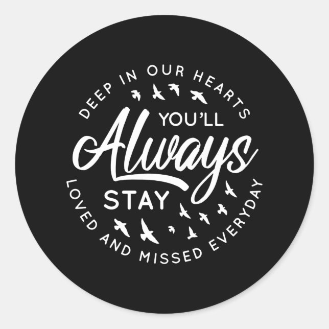 Pegatina Redonda Memorial amado y perdido (Anverso)