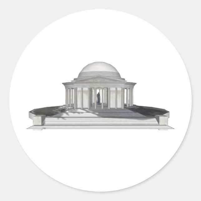 Pegatina Redonda Memorial de Thomas Jefferson: Modelo 3D: (Anverso)