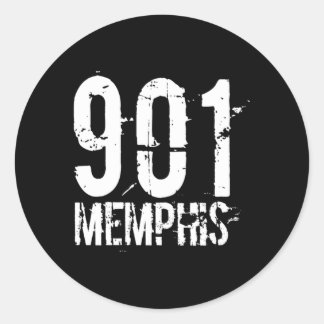 Pegatina Redonda Memphis 901 Código de área alterado