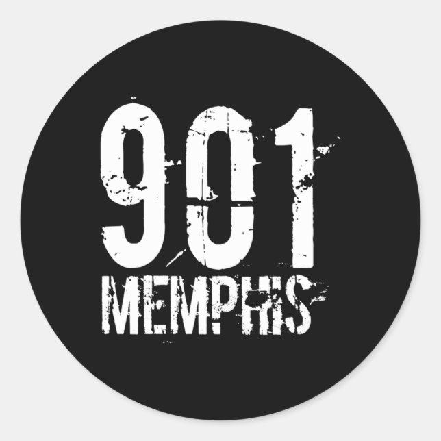Pegatina Redonda Memphis 901 Código de área alterado (Anverso)