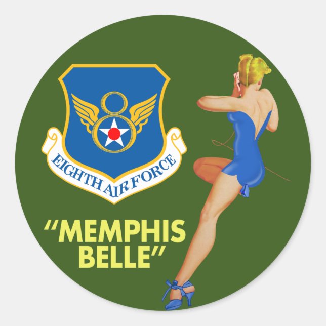 Pegatina Redonda "Memphis Belle" 8ª Fuerza Aérea (Anverso)