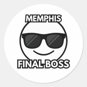 Pegatina Redonda Memphis Jefe Final Emoji Genial Sticker