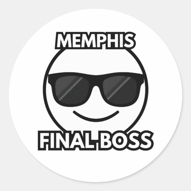 Pegatina Redonda Memphis Jefe Final Emoji Genial Sticker (Anverso)