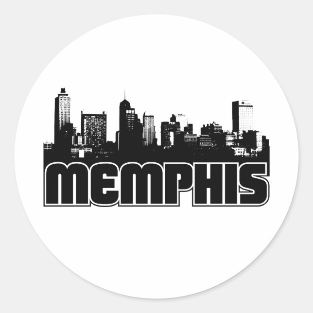 Pegatina Redonda Memphis Skyline (Anverso)