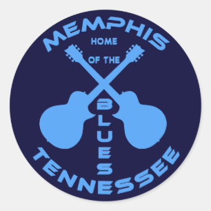 Pegatina Redonda Memphis, Tennessee Home of the Blues