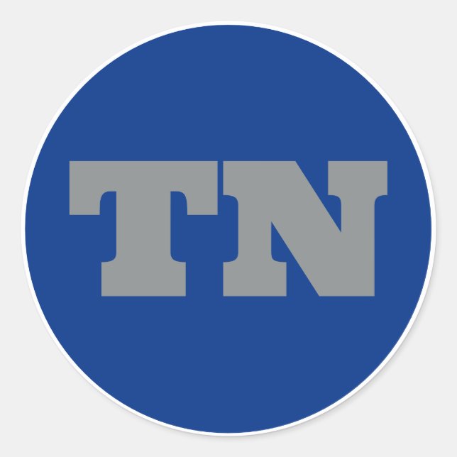 Pegatina Redonda Memphis (TN) - Azul x Gris x Blanco (Anverso)