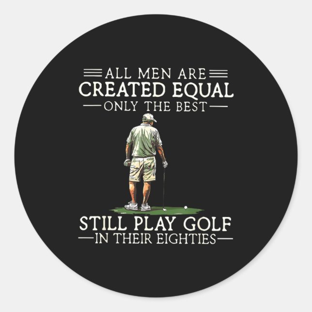 Pegatina Redonda Men Play Golf Eighties 80 Funny Golfer Golfing  (Anverso)