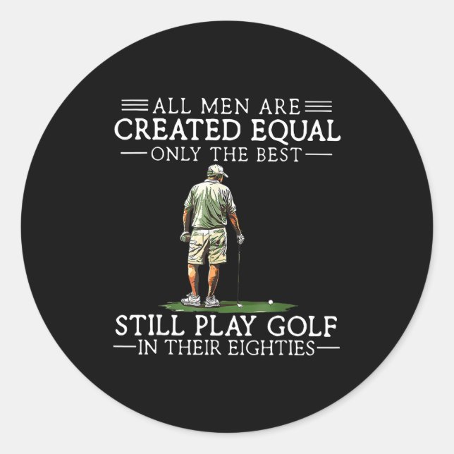 Pegatina Redonda Men Play Golf Eighties Funny Golfer Golfing  (Anverso)