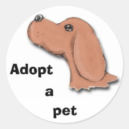 Pegatina Redonda mendigar, adoptar, un mascota